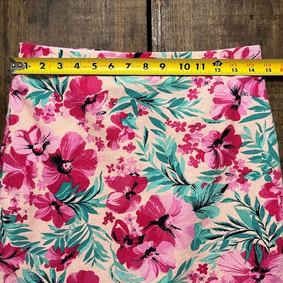 🌺 J. Crew Pencil Skirt | Floral | Tropical | Lined | Pink & Turquoise | Size 2 - Picture 8 of 9
